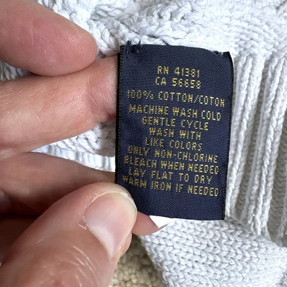 Vintage Polo Ralph Lauren White Cable Knit Sweater - Picture 8 of 8